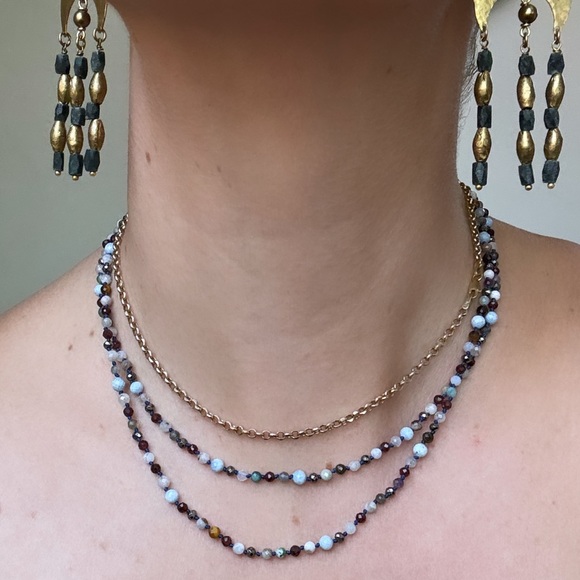 Handmade hand knotted mixed gemstone bracelet or double layer necklace - Picture 3 of 11